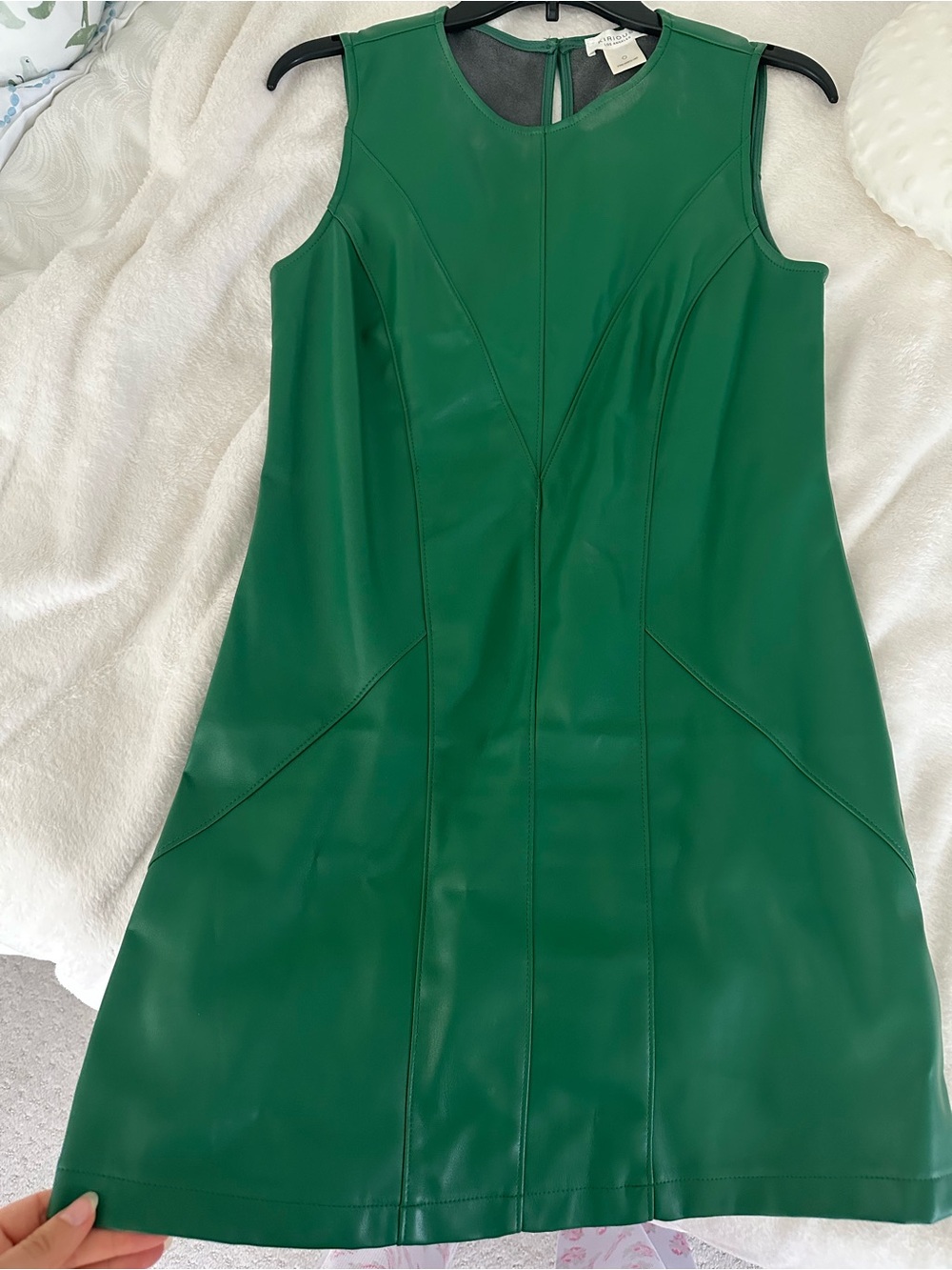 iris Emerald Green Faux Leather Mini Dress